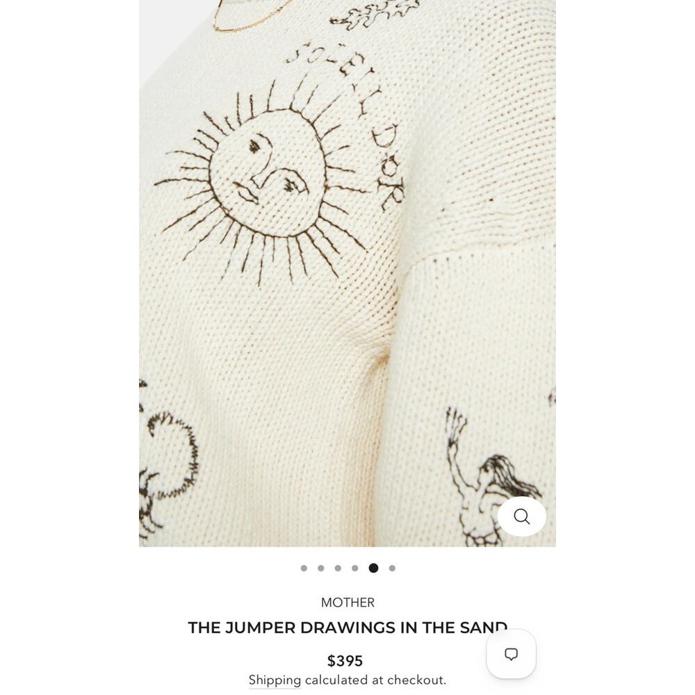 MOTHER Sweater Cotton Jumper Women’s Large Cream Drawings In The Sand $395 - Picture 12 of 16